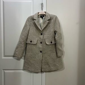 H&M Oatmeal Woolf Blend Overcoat Size 14 US